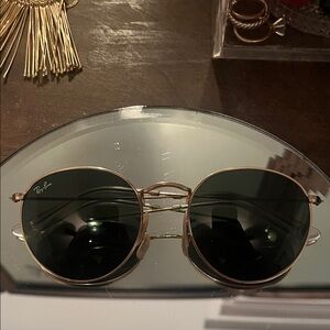 Ray-Ban Gold Frame Sunglasses with Black Lenses